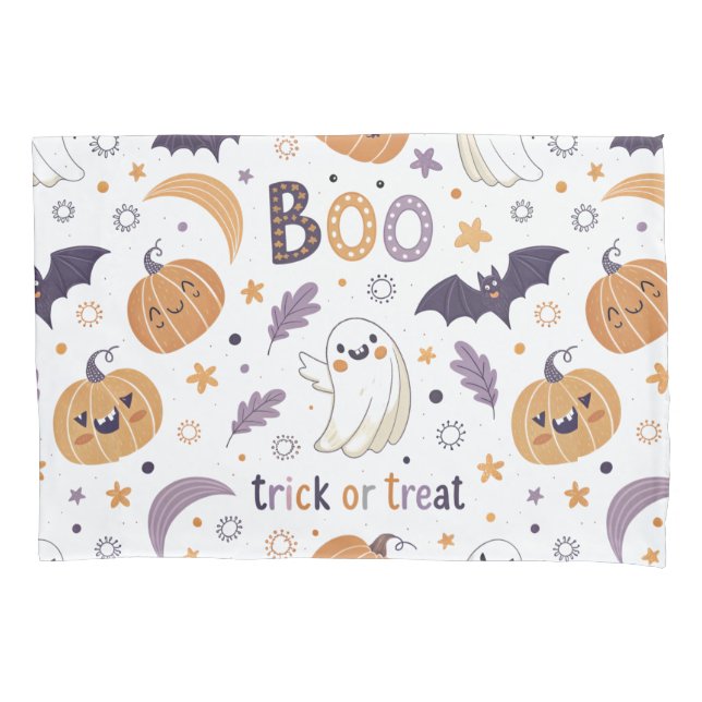 Pastel Ghost & Pumpkin Pillowcase (Frente)