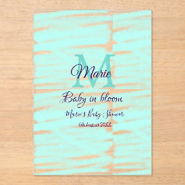 Pastel green baby in bloom monogram baby shower te