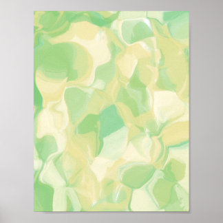 Pastel Green Butter Yellow Abstract Wall Poster
