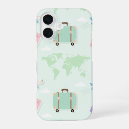 Pastel green with travel doodle iPhone Case