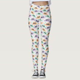 Pastel Halloween Bats e Stars Patterna Leggings