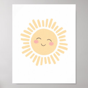 Pastel Happy Sun Nursery Poster