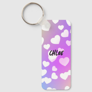Pastel Hearts Chaveiro Personalizado.