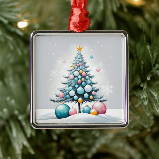 Pastel Natal | Ornamentos Cor-de-Rosa Azul Sobredi (Árvore)
