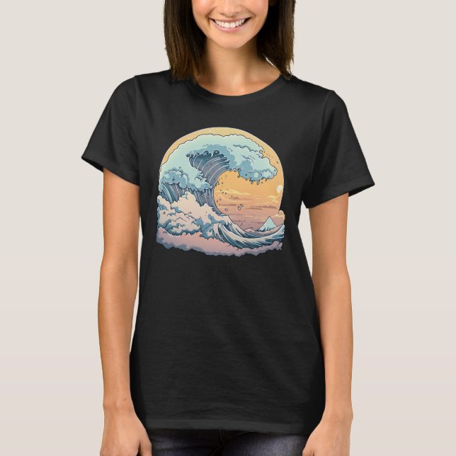 Pastel Ocean Wave Graphic T-Shirt (Frente)