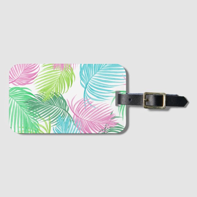 Pastel Palms em uma etiqueta de bagagem (Frente Horizontal)