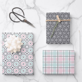 Pastel Pattern of Gray, Pink, Mint Geometric Shape