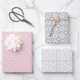 Pastel Pattern of Pink, Mint, Gray Geometric Shape