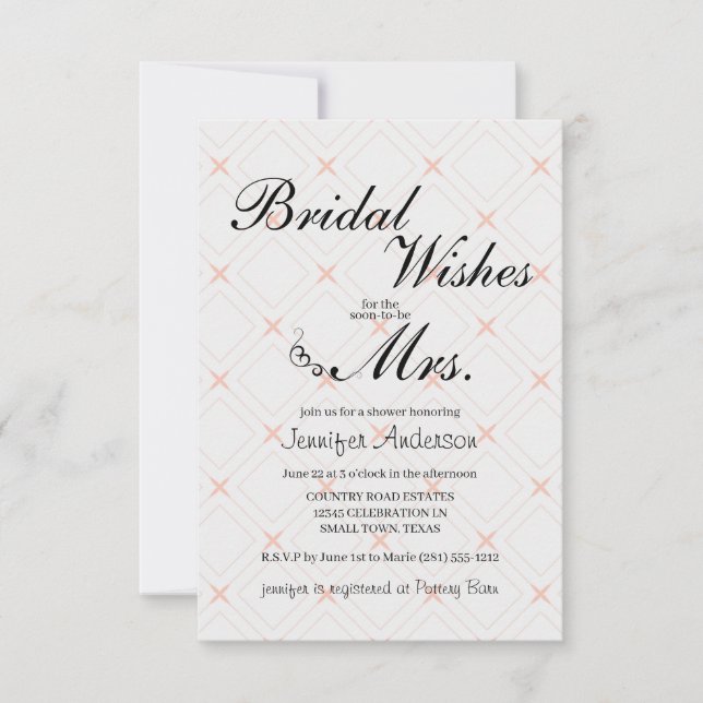 Pastel Peach e Cream Convite Geométrico ao Chá (Frente)