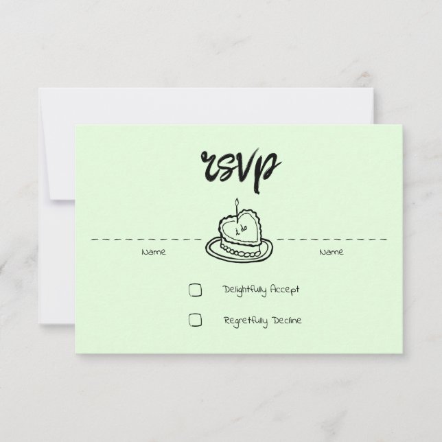 Pastel Penmanship RSVP Card Pale Fern (Frente)