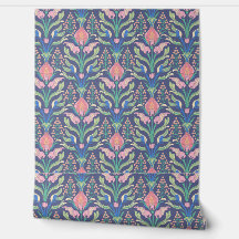 Pastel Pink Blue Floral Art Nouveau