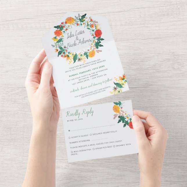 Pastel Primavera Dahlia Wildflower Wreath Weding (Aba destacável)