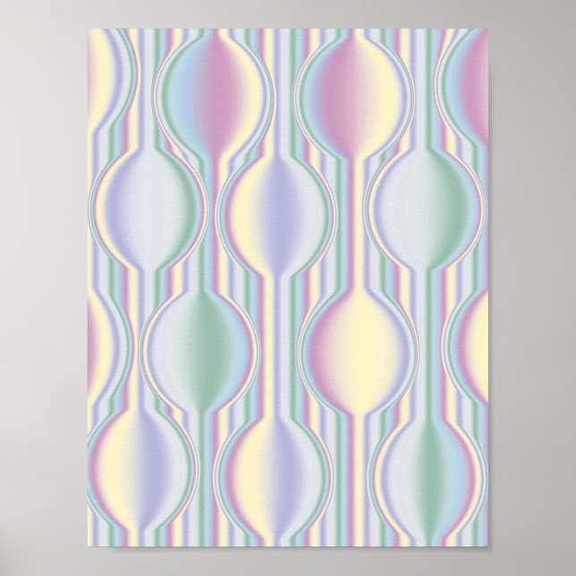 Pastel Rainbow Art Deco Geometric Wall Poster (Frente)