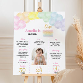 Pastel Rainbow Balloon Birthday Poster