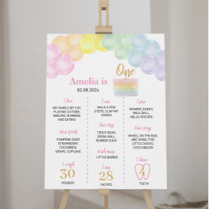 Pastel Rainbow Balloon Birthday Poster
