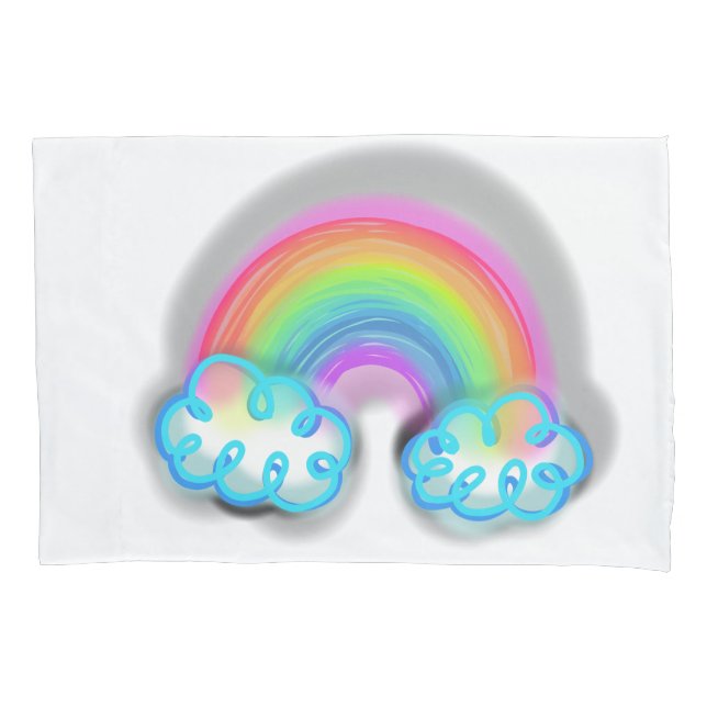 Pastel Rainbow Doodle Art Pillowcase (Frente-Esquerda)