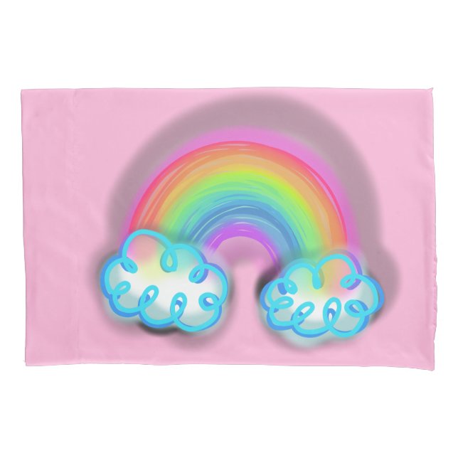 Pastel Rainbow Doodle Art Pillowcase (Frente-Esquerda)