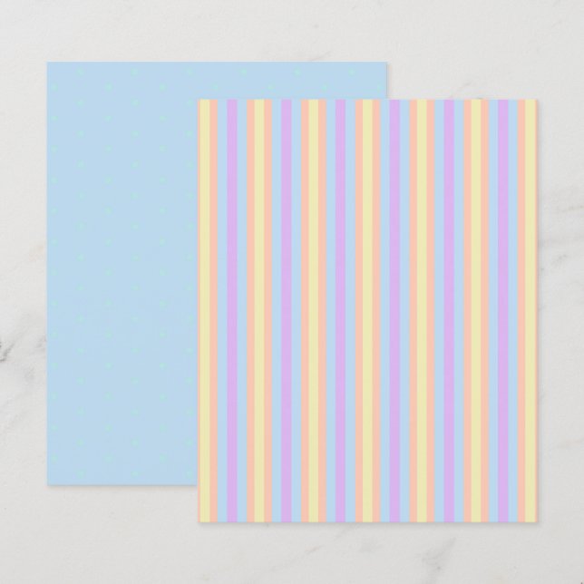 Pastel Rainbow Stripes and Spots Scrapbook Paper (Frente/Verso)
