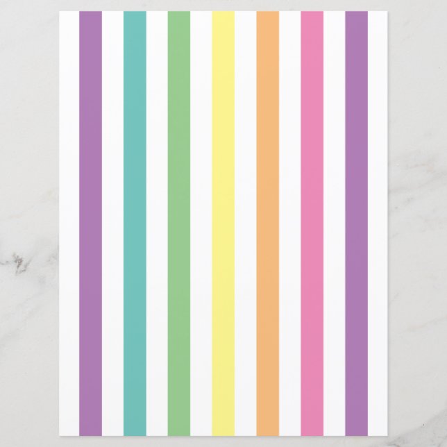 Pastel Rainbow Stripes - Papel Escrapbook Padrão (Frente)