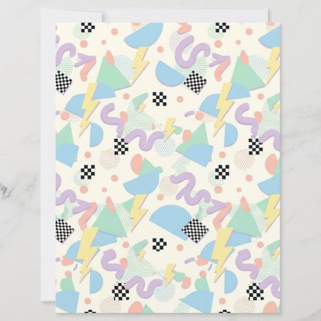 Pastel Retro Memphis Pattern Swirls (Frente)
