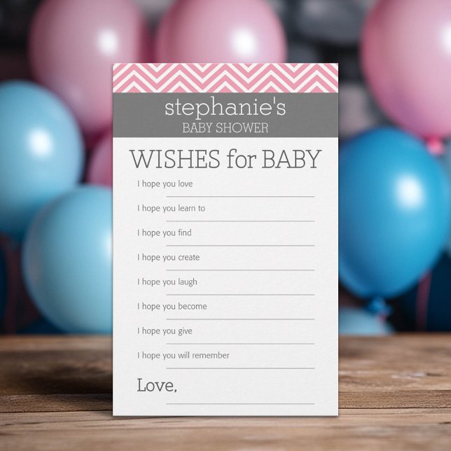 Pastel Rosa Chevrons Bebê Deseja Jogo de Chá (Custom Baby Shower Games)