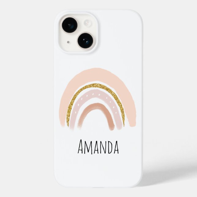 Pastel Rosa e Faux Glitter Rainbow Boho (Verso)