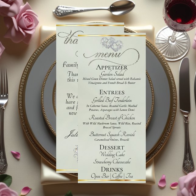 Pastel Sage/Silver - Corações & Menu de Agradecime (Criador carregado)