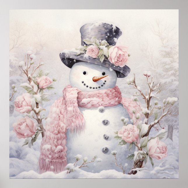 Pastel Snowman Poster (Frente)