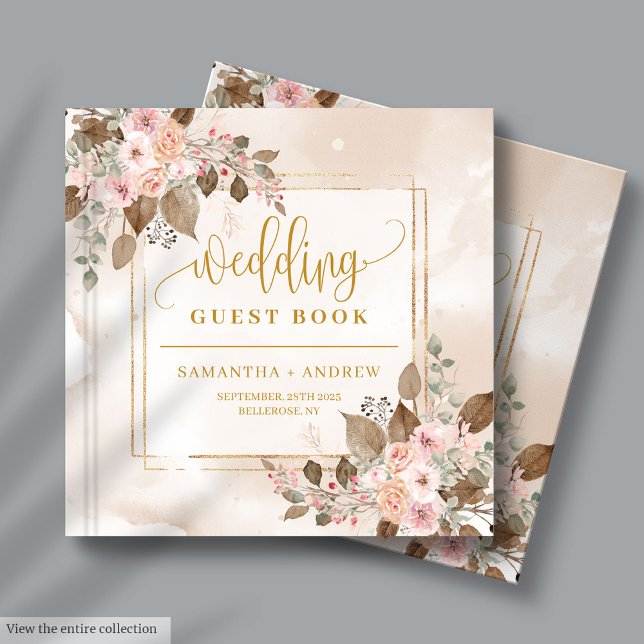 Pastel Suave e Dourado Livro de Convidados do outo (Soft Pastel & Gold Boho Autumn Wedding Guest Book)