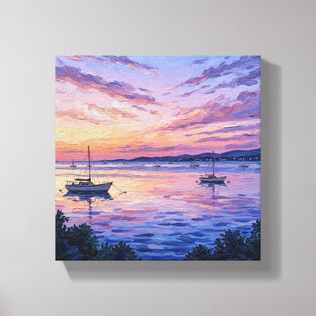 Pastel Sunset Sailboats Canvas Print | Coastal (Frente)