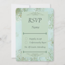 Pastel Teal White Flowers - Cartão RSVP de Casamen
