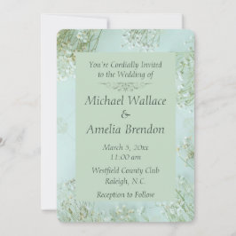 Pastel Teal White Flowers Convite De Casamento