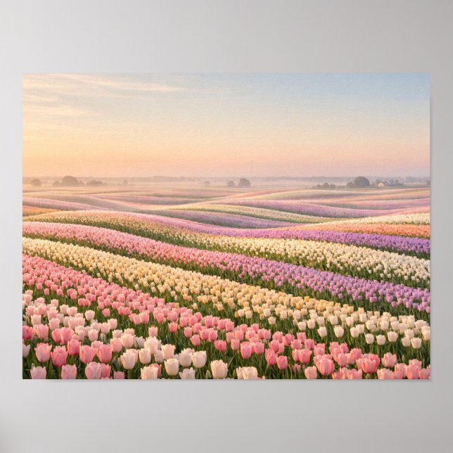 Pastel Tulip Fields Poster - Spring Flower (Frente)