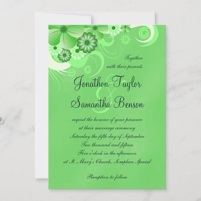 Pastel Verde Escuro - Convites de Casamento 5x7 (Frente)