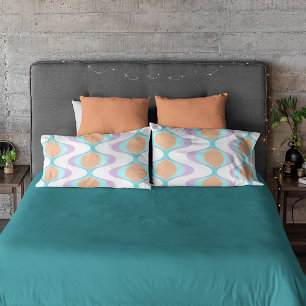 Pastel Violet Orange Aqua Blue Ogee White Waves