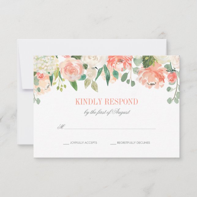Pastel Watercolor Flowers RSVP de Casamento (Frente)