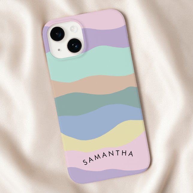 Pastel Wavy Pattern Personalizado Nome da Curva (Pastel Wavy Pattern Personalized Curvy Name Case-Mate iPhone Case)
