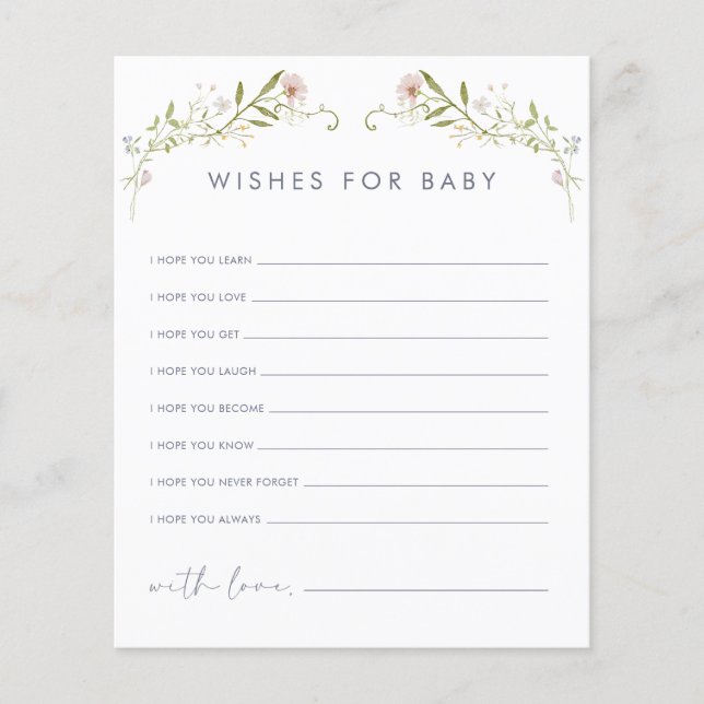 Pastel Wildflower deseja um cartão para bebês (Frente)
