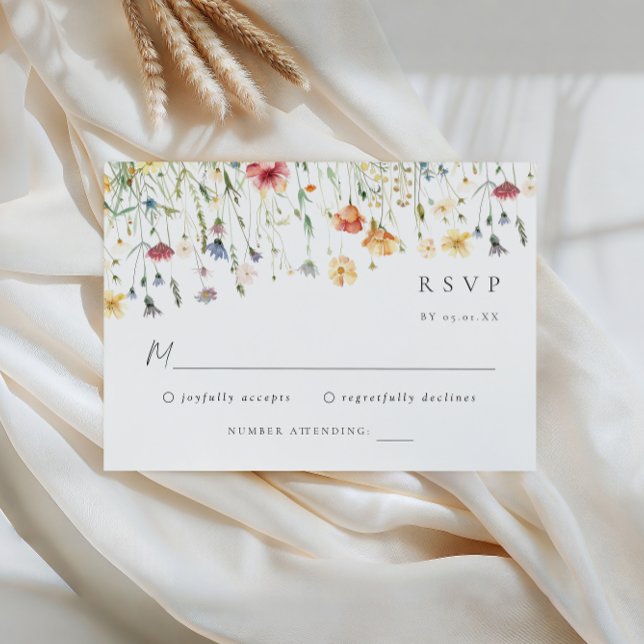 Pastel Wildflower Wedding RSVP Card (Criador carregado)