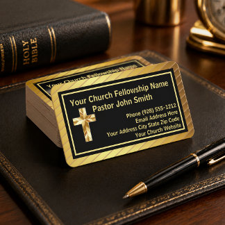 Pastor Clássico Dourado E Cartões de visitas Preto