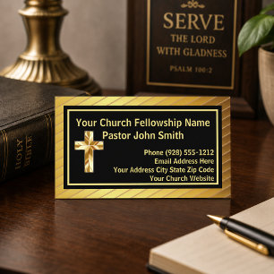 Pastor Clássico Dourado E Cartões de visitas Preto
