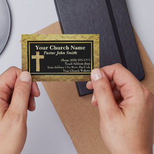 Pastor Dourado da Igreja - Cartões de visitas Cruz