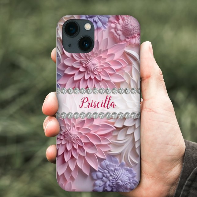 Pastos macios dahlias 3D, moldura de diamante pers (Criador carregado)