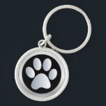 Pata de cão prateada, chaveiro preto, ideia de pre<br><div class="desc">Bonita chaveiro de impressão preto e prateado para cães de estimação ou pata de gato,  teclado. Ideia de presente para excelente para amantes de cachorros</div>