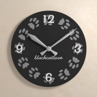 Pata de Gato Preto Imprimir Relógio de Parede Pers