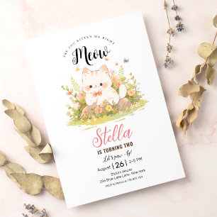 Pata de Kitten Branca - Convite de Aniversário