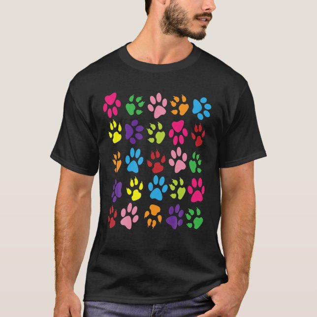 Pata Imprime camisa Cães Gatos Animais Coloridos (Frente)