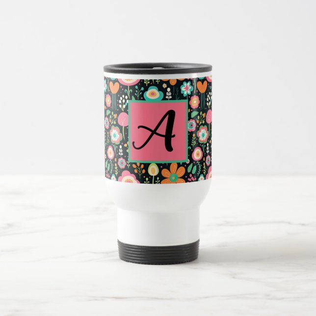 Patch da Flor Whimsical na Caneca Preta (Centro)