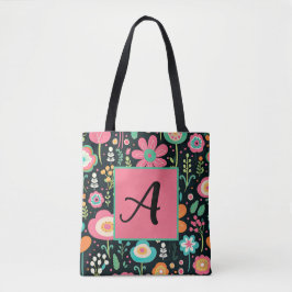 Patch do Flor Whimsical no Saco do Tote Preto