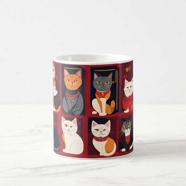 patchwork cats AI art café caneca (Centro)